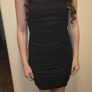 Windsor Black Backless Ruched Dress